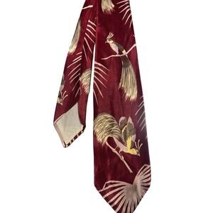 Vintage silk bird tie rockabilly 3.5” x 53”